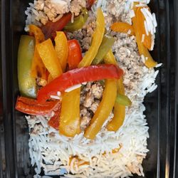 Fed Up Kitchen - Turkey fajita peppers w rice