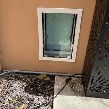 Bella Pet Doors - Outside view with stucco exterior. We will add a minor step. - Door Sales/Installation Near Me - Camarillo, California