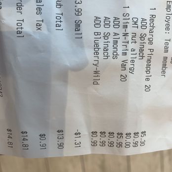 Smoothie King - Receipt. - Juice Bars & Smoothies Near Me - Ocoee, Florida Smoothie King - Receipt. - Juice Bars & Smoothies Near Me - Ocoee, Florida
