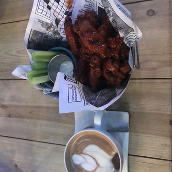 Chill Zone - Hot chocolate and my free order of wings I won after a couple of visits! - Coffee & Tea Near Me - Arlington, Virginia