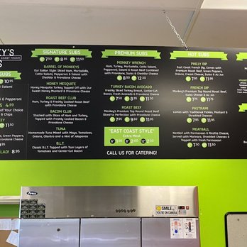 Monkey's Subs - Menu behind the counter - Monkey’s Subs - Sandwiches Near Me - Portland, Oregon Monkey's Subs - Menu behind the counter - Monkey’s Subs - Sandwiches Near Me - Portland, Oregon