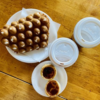 Fresh Roast - Chocolate egg waffles w/ mochi, egg tarts, ube coconut coffee, and coffee lover - Coffee & Tea Near Me - San Gabriel, California