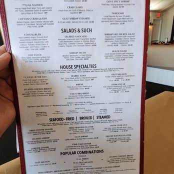 Cotton's Restaurant & Lounge - menu 1 - Seafood Near Me - Orange Beach, Alabama