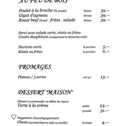 Auberge de Dully - Menu
