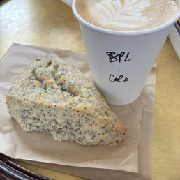 Lemon poppyseed scone and Blueberry pancake latte --really does taste like blueberry pancakes! Lemon poppyseed scone and Blueberry pancake latte --really does taste like blueberry pancakes!