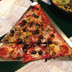 Monical's Pizza - Point Pizza with pepperoni, olives, and mushrooms
