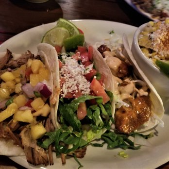 TacoLu - Hawaiin (left), the $10 (center), bangin shrimp Right), street corn (far right) - Mexican Near Me - Jacksonville Beach, Florida TacoLu - Hawaiin (left), the $10 (center), bangin shrimp Right), street corn (far right) - Mexican Near Me - Jacksonville Beach, Florida