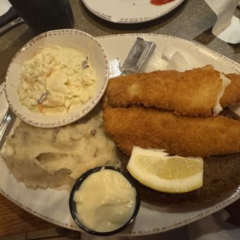 Mackinaws Grill & Spirits - Half of an order of their "Special of the day" perch plate, crispy and flaky white fish. The portion is huge. - American Near Me - Green Bay, Wisconsin Mackinaws Grill & Spirits - Half of an order of their "Special of the day" perch plate, crispy and flaky white fish. The portion is huge. - American Near Me - Green Bay, Wisconsin