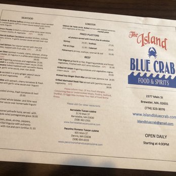 The Island Blue Crab - Menu - Mexican Near Me - Brewster, Massachusetts The Island Blue Crab - Menu - Mexican Near Me - Brewster, Massachusetts