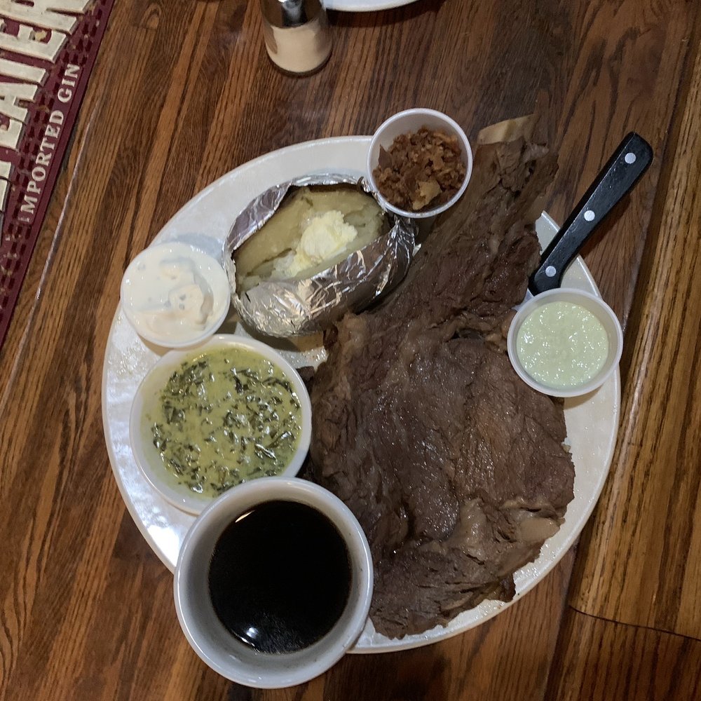 Vallemar Station - Prime Rib, creamed spinach and loaded baked potato. - Steakhouses Near Me - Pacifica, California Vallemar Station - Prime Rib, creamed spinach and loaded baked potato. - Steakhouses Near Me - Pacifica, California