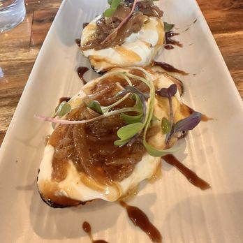 Bravas Bar de Tapas - Goat Cheese Toast, Golden Onions, White Truffle Honey - Spanish Near Me - Healdsburg, California