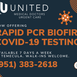 John J Hong, MD - Rapid PCR COVID-19 Testing now available in Temecula at United Medical Doctors Urgent Care! https://unitedmdurgentcare.com/index.php/covid19