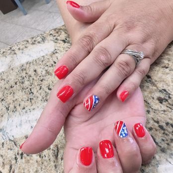 Nail Design - Holiday red flags - Nail Salons Near Me - Rogers, Arkansas Nail Design - Holiday red flags - Nail Salons Near Me - Rogers, Arkansas