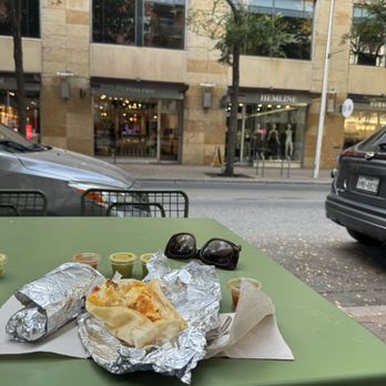 Jo's Coffee Downtown - Migas G&G, outdoor street seating area - Coffee & Tea Near Me - Austin, Texas