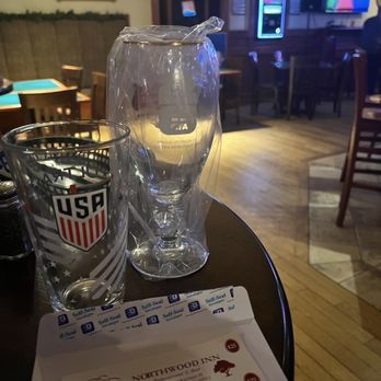 Northwood Inn - Glasses from the owner and the trivia gift certificate my cousin and I won! My boyfriend's cousin is playing in the World Cup on Monday - Polish Near Me - Carmel, New York