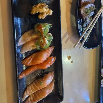 Umami - Ocean Trout* (2 pcs) Salmon Belly* (2 pcs) Sexy Salmon* (2 pcs) - Japanese Near Me - Las Vegas, Nevada Umami - Ocean Trout* (2 pcs) Salmon Belly* (2 pcs) Sexy Salmon* (2 pcs) - Japanese Near Me - Las Vegas, Nevada