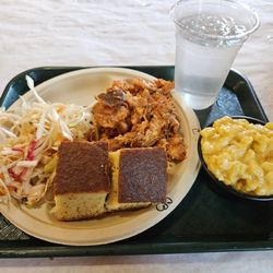 The Barbeque Exchange - Bbq chicken with spicy slaw, cornbread, and mac & cheese