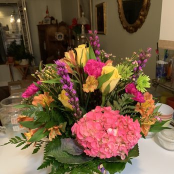 Designs by Carol - Big hydrangea and hot pink carnations - Floral Designers Near Me - Mundelein, Illinois