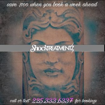 Shocktreatmentz - For black and grey tattoos, book with Shocktreatmentz.
225.333.6337 - Tattoo Near Me - Stone Mountain, Georgia