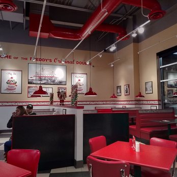 Freddy's Frozen Custard & Steakburgers - Inside the restaurant. - Burgers Near Me - St. Cloud, Minnesota Freddy's Frozen Custard & Steakburgers - Inside the restaurant. - Burgers Near Me - St. Cloud, Minnesota