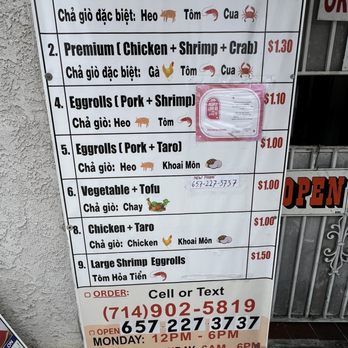 Kim Hong Eggrolls - Menu; 7/26/26 - Vietnamese Near Me - Westminster, California Kim Hong Eggrolls - Menu; 7/26/26 - Vietnamese Near Me - Westminster, California