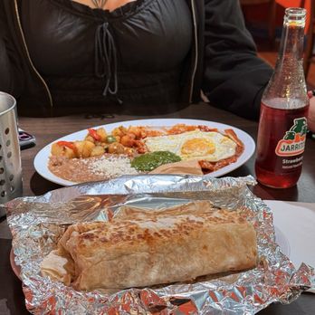 Taqueria Talavera - Chilaquiles Red & classic bean rice and cheese burrito with a toasted tortilla - Mexican Near Me - Berkeley, California