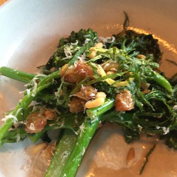 Dame - Genius chef combination: perfectly steamed brocolli rabe, pine nuts, golden raisins, chiffonade mint and slivers of preserved lemon. - Wine Bars Near Me - Portland, Oregon