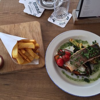 Stadscafé Van der Werff - Salmon with grilled vegetables & fríes - Pubs Near Me - Leiden, ZH Stadscafé Van der Werff - Salmon with grilled vegetables & fríes - Pubs Near Me - Leiden, ZH