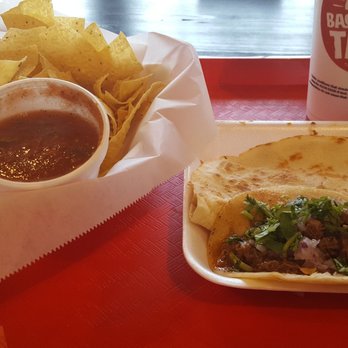 Backyard Taco - I enjoyed the chips n salsa and the birria taco.  The cheese quesadilla was lacking in cheese and flavor - Tacos Near Me - Gilbert, Arizona
