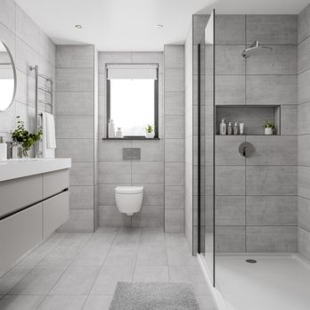 Peters Builders - Small Grey Luxury Bathroom - Painters Near Me - Boca Raton, Florida Peters Builders - Small Grey Luxury Bathroom - Painters Near Me - Boca Raton, Florida
