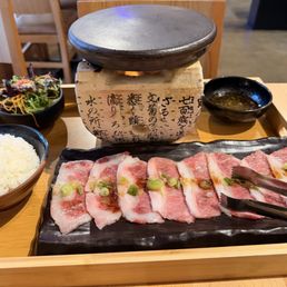 Hot stone A5 waku beef. The beef is delicious. That comes with soup.