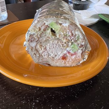 Cross section of carnitas burrito