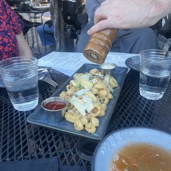 Narcisi Winery - Calamari topped with cheese and cracked pepper - Wine Tasting Room Near Me - Gibsonia, Pennsylvania Narcisi Winery - Calamari topped with cheese and cracked pepper - Wine Tasting Room Near Me - Gibsonia, Pennsylvania