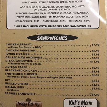 Lake George Lodge - a menu for a burger - Bars Near Me - Bristol, Wisconsin