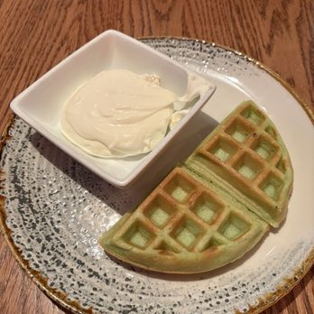 Turtle Tower - Pandan waffle with whipped cream (complimentary sample) - Vietnamese Near Me - San Francisco, California Turtle Tower - Pandan waffle with whipped cream (complimentary sample) - Vietnamese Near Me - San Francisco, California