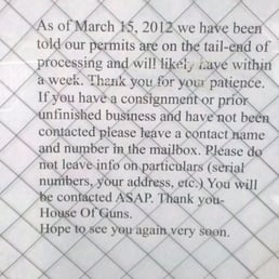 Photo of House of Guns - Edmonds, WA, United States. Sign on the door 4-11-12