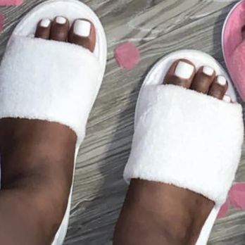 Leah's Nail Shop - How my toes NORMALLY look (white slippers ) - Nail Salons Near Me - Carson, California