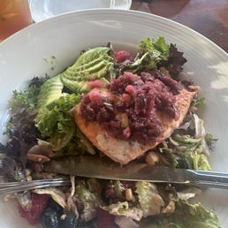 Salmon salad (after I took a bite). It was fine. Salmon salad (after I took a bite). It was fine.