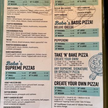 Babe's Pizza-Pasta - Menu pg. 1 - 7/2026 - Pizza Near Me - Eureka, California