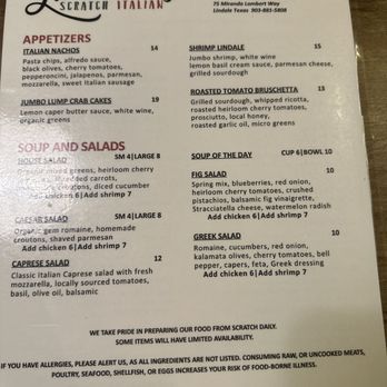 LaCascio’s Scratch Italian - Menu - Italian Near Me - Lindale, Texas