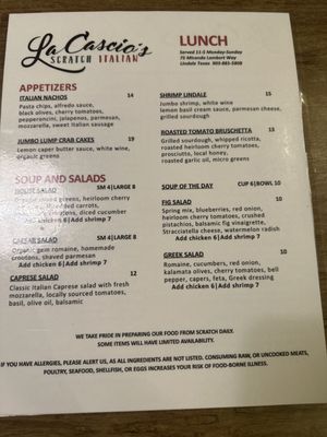 Menu photo 2 LaCascio’s Scratch Italian Lindale, TX