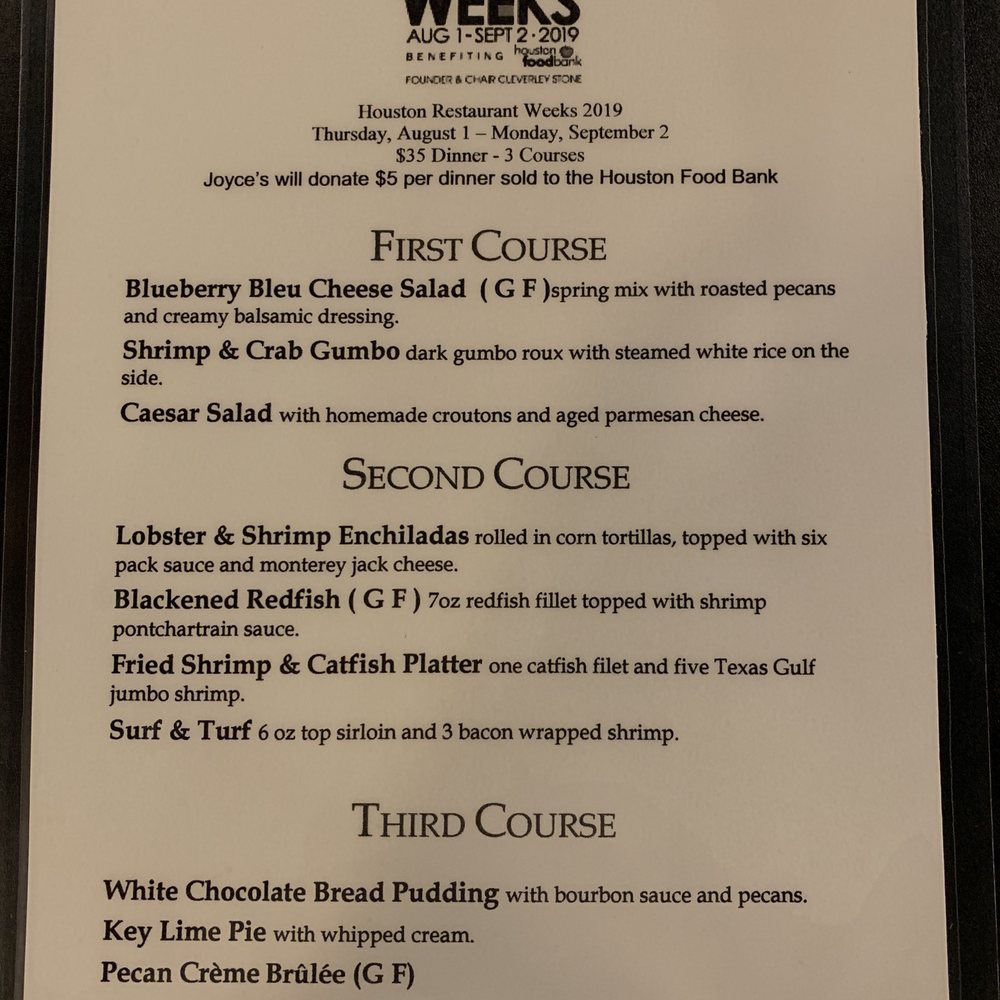 Joyce's Seafood & Steaks - HRW menu is delish! - Seafood Near Me - Houston, Texas Joyce's Seafood & Steaks - HRW menu is delish! - Seafood Near Me - Houston, Texas