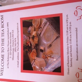 Tea Room - Menu front - Tea Rooms Near Me - Mississauga, Ontario
