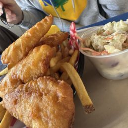 Fried Rockfish with fries and coleslaw