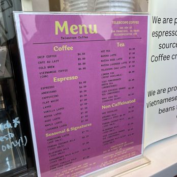 Telescope Coffee - Menu - Bakeries Near Me - San Francisco, California Telescope Coffee - Menu - Bakeries Near Me - San Francisco, California