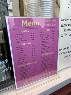 Menu photo 5 Telescope Coffee San Francisco, CA Menu photo 5 Telescope Coffee San Francisco, CA