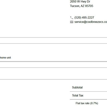 Cool Breeze Comfort Solutions - Invoice bottom - Heating & Air Conditioning/HVAC Near Me - Tucson, Arizona