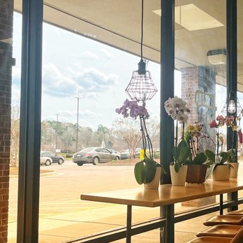OMTea Boba & Bites - Inside looking out; brightened due to poor picture quality - Bubble Tea Near Me - Raleigh, North Carolina