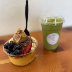 The Root Juice Bar - Mountain bowl and fruits of our labor smoothie