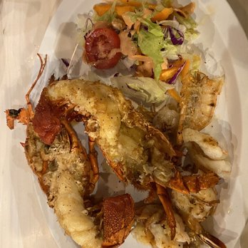 Las Brisas - Fried Lobster with garlic butter shrimp!! - Seafood Near Me - Puerto Nuevo, BCN